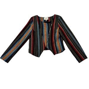 Sabine Blazer Jacket Womens Small Tribal Aztec Asymmetrical Zip Moto Boho